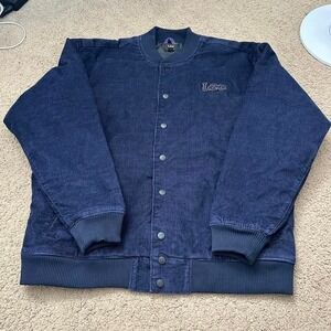 Brand new 90s vintage Lee navy blue corduroy quilt lined bomber jacket